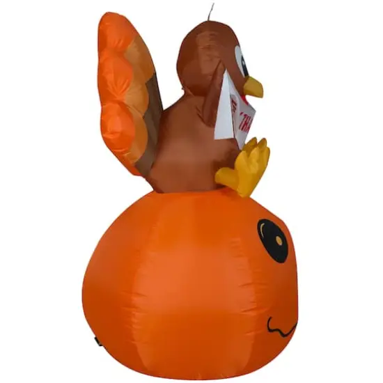 5ft. Airblown&reg; Inflatable Harvest Turkey & Pumpkin with Banner Scene {3}