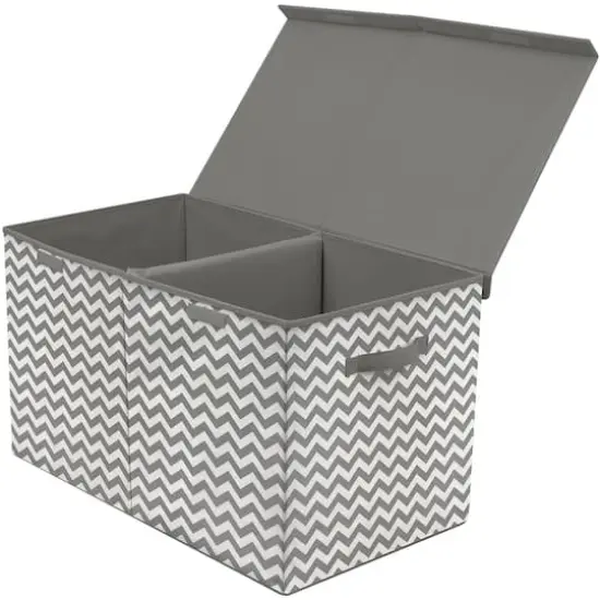 Sorbus Toy Chest with Flip-Top Lid Chevron Gray {1}