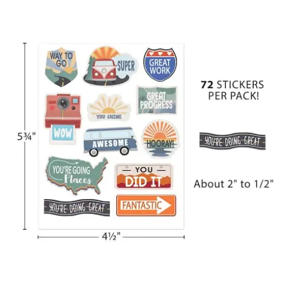 Teacher Created Resources&reg; Moving Mountains Road Trip Stickers, 12 Packs of 72 {4}