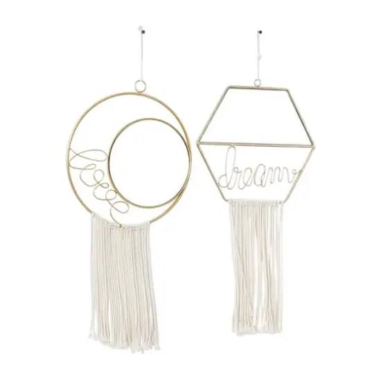 Gold Metal Contemporary Hanging Wall Mirrors Set  {3}