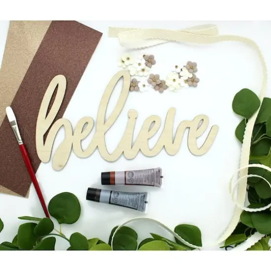 Leisure Arts&reg; 12" Wood Believe Word {4}