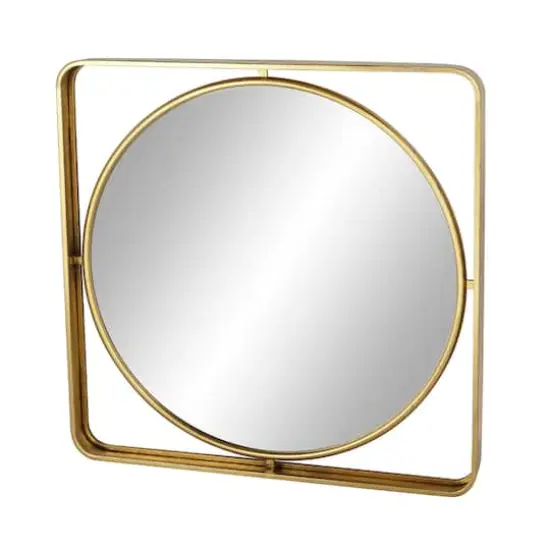 Gold Contemporary Metal Wall Mirror, 34" x 34" {4}