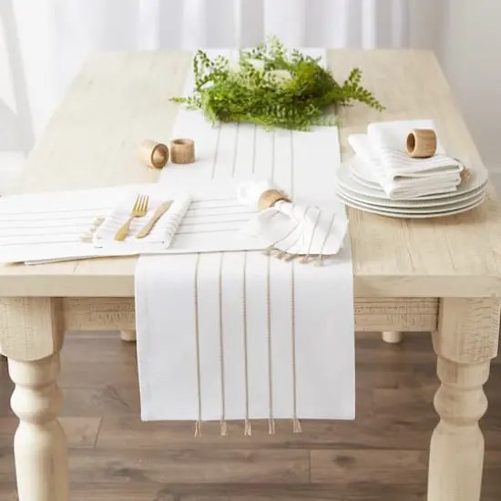 DII&reg; Stripe Tassel Placemats, 4ct. White/Stone {6}