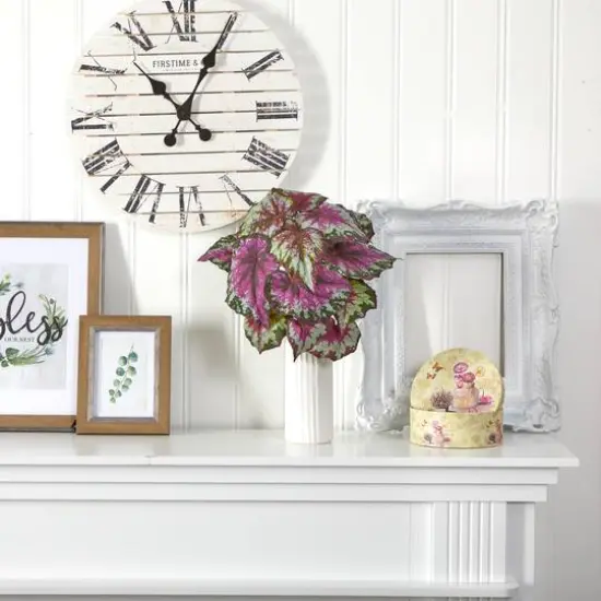 18" Wax Begonia Plant in White Planter {4}