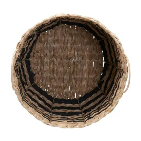 Household Essentials 18" Black & Natural Cattail & Paper Banded Basket {8}