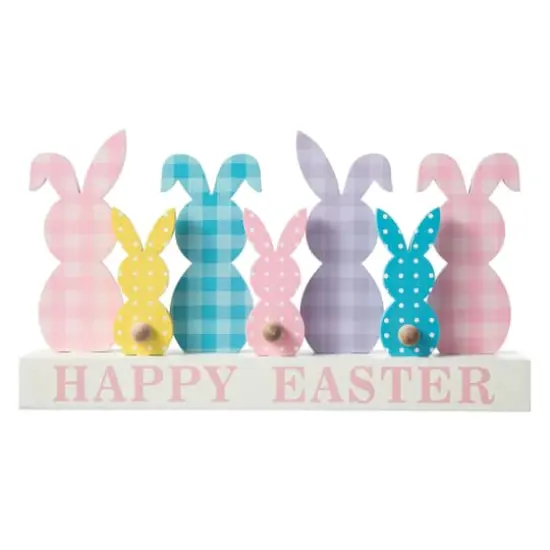 Glitzhome&reg; 11.75" Easter Wooden Bunny Family Table D&eacute;cor {1}