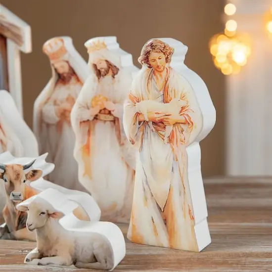 Glitzhome&reg; Christmas Nativity Figurine Set {7}