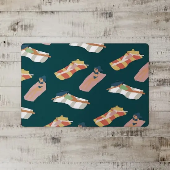 Navy Sun Bathers Pattern Floor Mat {3}