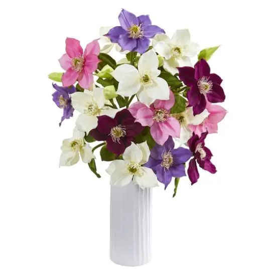21" Anemone Arrangement In White Vase Assorted {1}