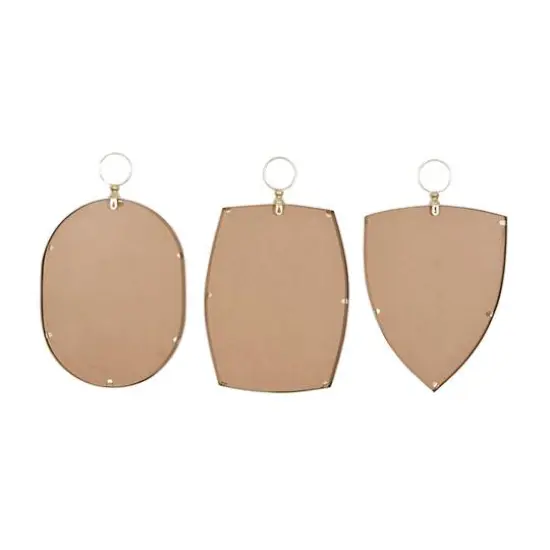 Set of 3 Gold Wood Traditional Wall Mirror 24", 24", 25" {6}