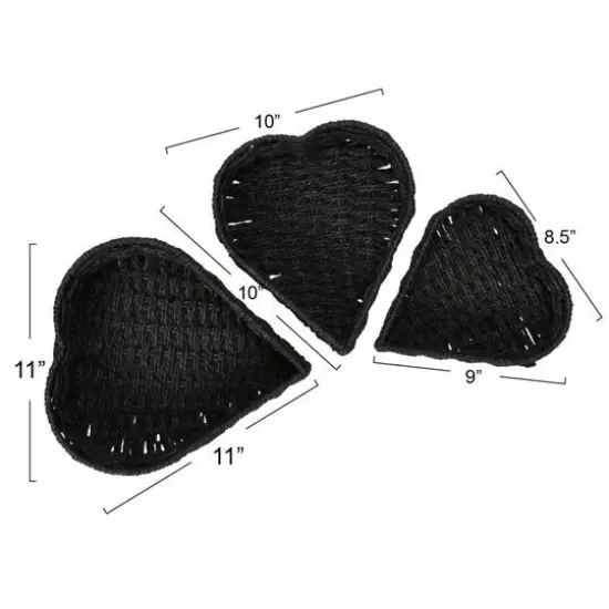 Household Essentials Nesting Paper Rope Heart Basket Set Black {4}