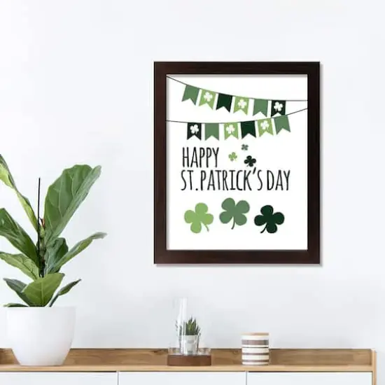 Happy St Pats Banner 11" x 14" Black Framed Print Under Plexiglass {3}