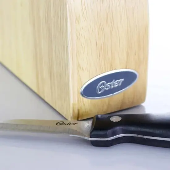 Oster Granger 5-Piece Stainless Steel Cutlery Knife Set with Half Moon Natural Wood Block {5}