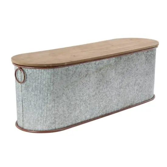 Set of 3 Brown Metal Farmhouse Storage Bench, 23", 48" {3}