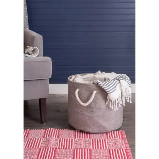 Medium Gray Polyester Variegated Round Bin {2}