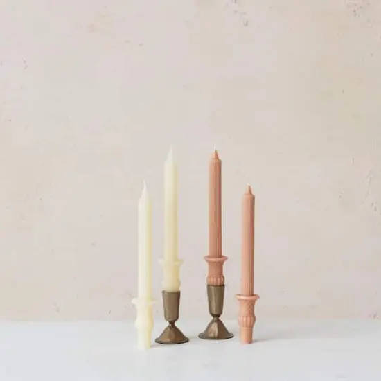 Hello Honey&reg; 10" Unscented Taper Candles with Ornate Base, 2ct. Tan {3}