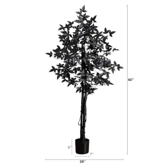 5ft. Artificial Halloween Black Maple Tree with Natural Trunk {3}