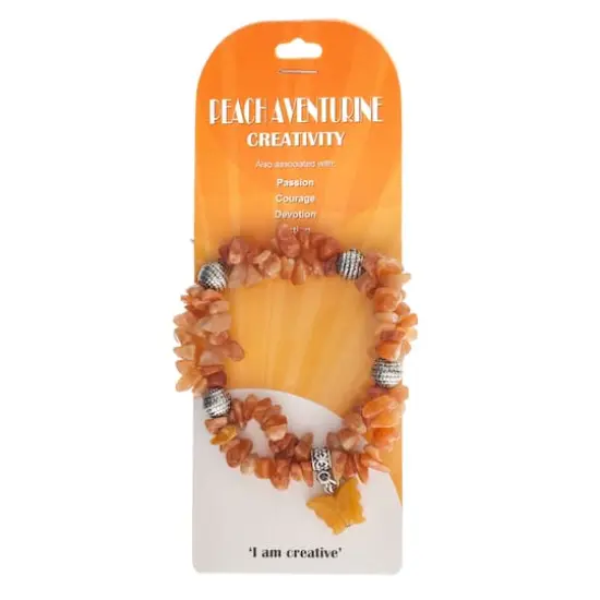 John Bead Peach Aventurine Orange Natural Stone 2-Strand Bracelet with Butterfly Charm {1}