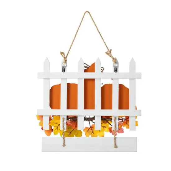 Glitzhome&reg; 14" Fall Wooden Patch with Floral Door Hanger {8}