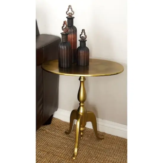 21" Gold Aluminum Traditional Accent Table {6}