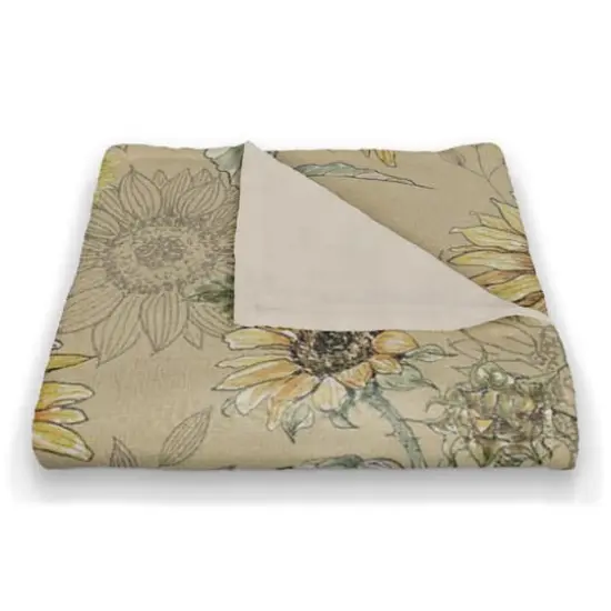 Sunflower Pattern Coral Fleece Blanket Yellow {3}
