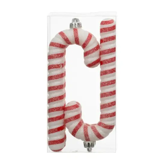 4 Pack 6.6" Red & White Glitter Shatterproof Candy Cane Ornaments by Ashland&reg; {3}