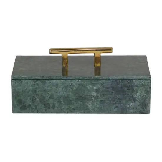 Green Marble Box with Gold Bar Handles Set {6}