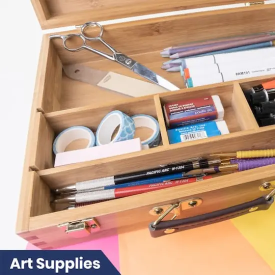 Pacific Arc 13" Bamboo Paint Box with 3 Compartments {7}