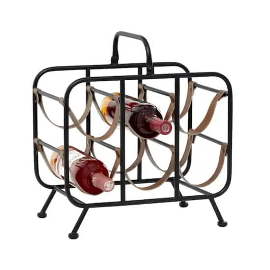 16" Black Metal Contemporary Wine Rack {1}
