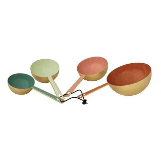 Hello Honey® Gold Finish & Multicolor 4-Piece Enameled Measuring Cup Set with Leather Tie {1}
