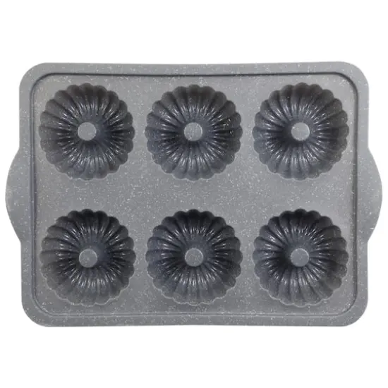6-Cavity Metal Reinforced Silicone Mini Fluted Cake Pan by Celebrate It&reg; {1}