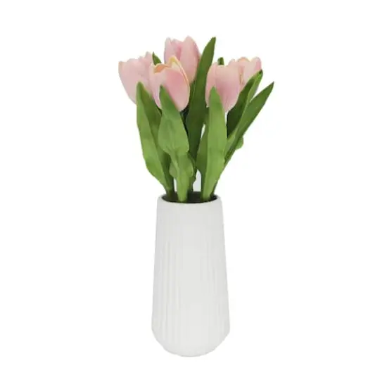 Flora Bunda&reg; 8" Real-Touch Tulips In Ceramic Vase {1}