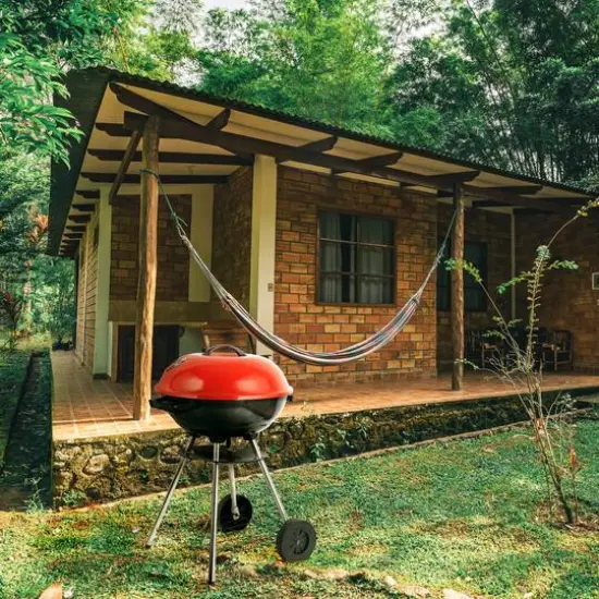 Brentwood BB-1701 17" Red Portable Charcoal BBQ Grill {3}