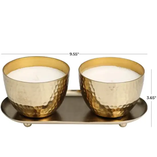 Mediterranean Fig Scented Candles in Gold Hammered Bowls Set {7}