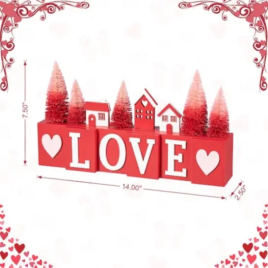 Glitzhome&reg; 14" Valentine's Wooden Love House & Tree Table D&eacute;cor {9}