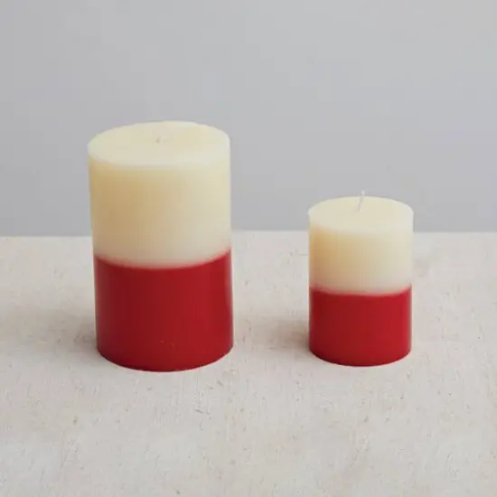 Hello Honey&reg; 6" Red & Cream Unscented Pillar Candle {3}