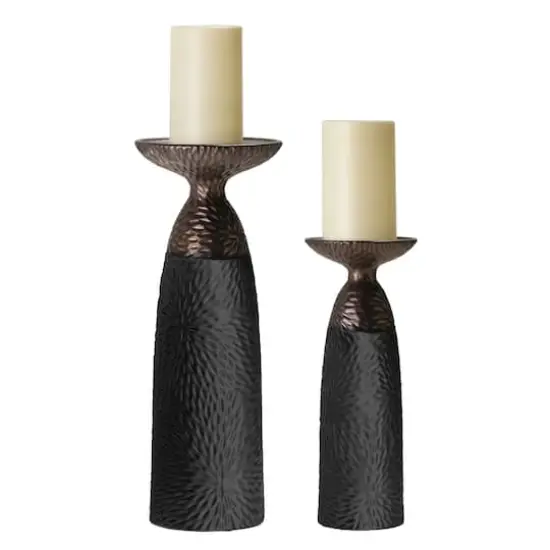 American Art Decor Twin Crucibles 2-Piece Table Top Candle Holder Set in Black - 15.25" x 4.5", 15.25" x 4.5" {5}