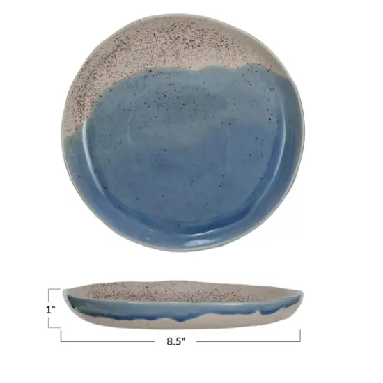 Hello Honey&reg; 8.5" Blue & Cream Crackle Glaze Stoneware Plate, 2ct. {4}