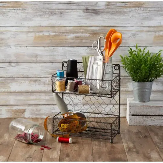 DII&reg; 11" Wide 2 Row Chicken Wire Spice Rack {7}