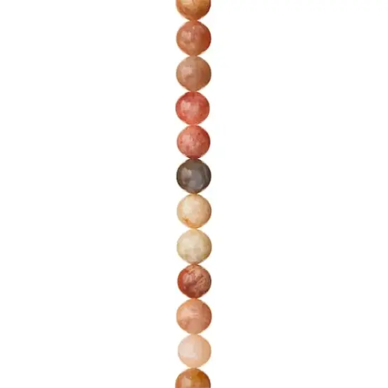 Orange & Pink Sunstone Round Beads, 8mm by Bead Landing&trade; {1}