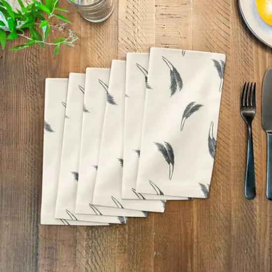 Feather Grass Cotton Twill Napkin Cream and Emerald {4}