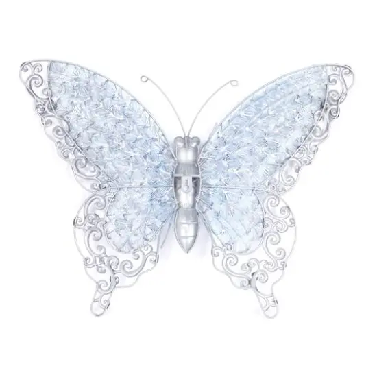 Silver & Blue Butterfly Eclectic Metal Wall Decor {6}