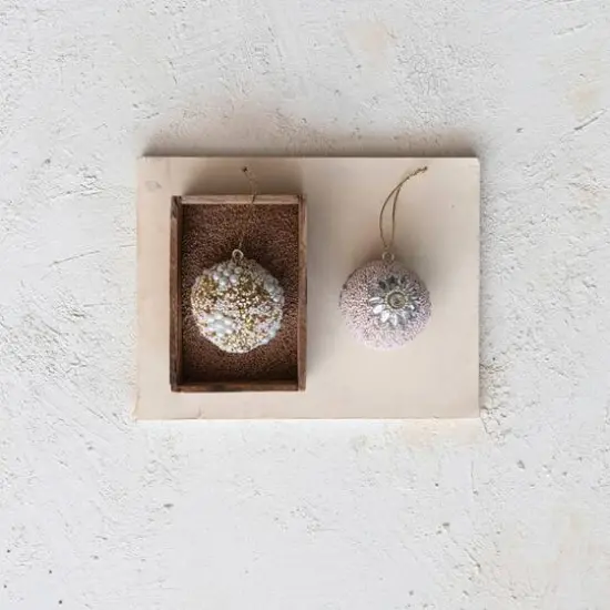 Hello Honey&reg; 2 Pack 3" Beaded Ball Plastic Ornaments {3}