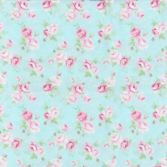 Fabric Traditions Light Blue Roses with Dots Cotton Fabric {1}