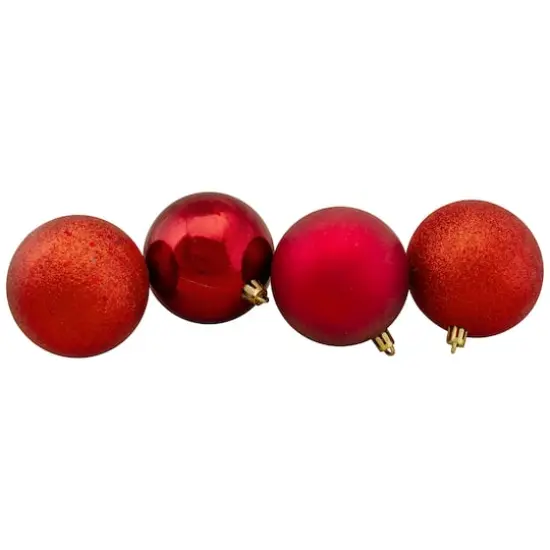 32ct. 3.25" 4-Finish Red Shatterproof Ball Ornaments {4}