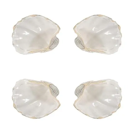 Hello Honey&reg; 8" White Reactive Crackle Glaze Stoneware Shell Plates, 4ct. {1}