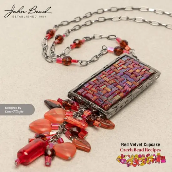 John Bead Czech Glass Recipe Box Beading Kit Red Velvet Cupcake {3}