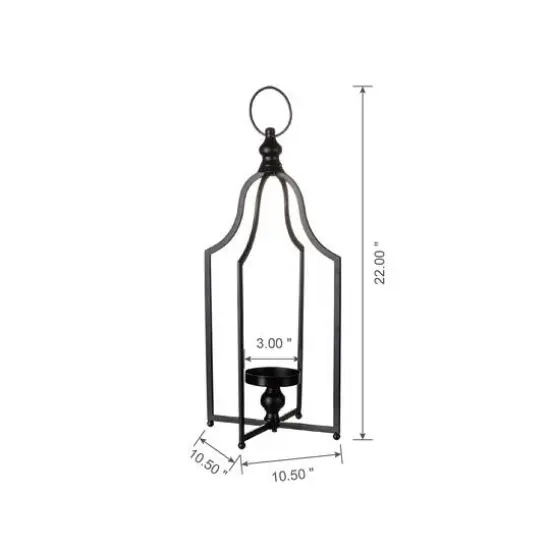 22" Modern Farmhouse Black Metal Candle Lantern {9}
