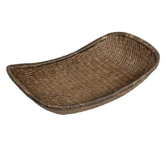 Hello Honey&reg; 34.25" Brown Antique Woven Wicker Tray Basket {1}