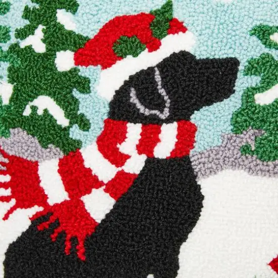 Glitzhome&reg; Hooked Christmas Dog Throw Pillow {8}